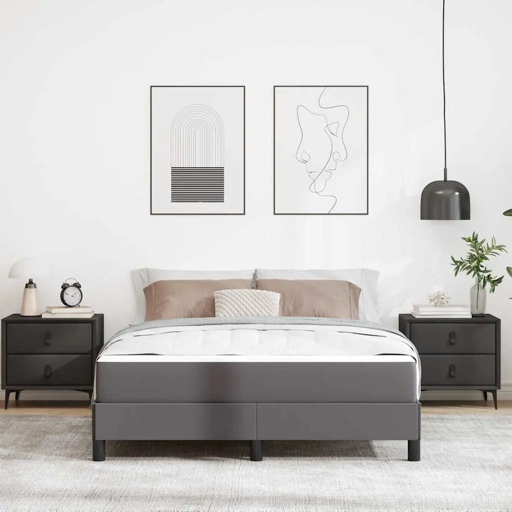 Cama Outros Cinzeto 140 x 200 cm Couro sintético