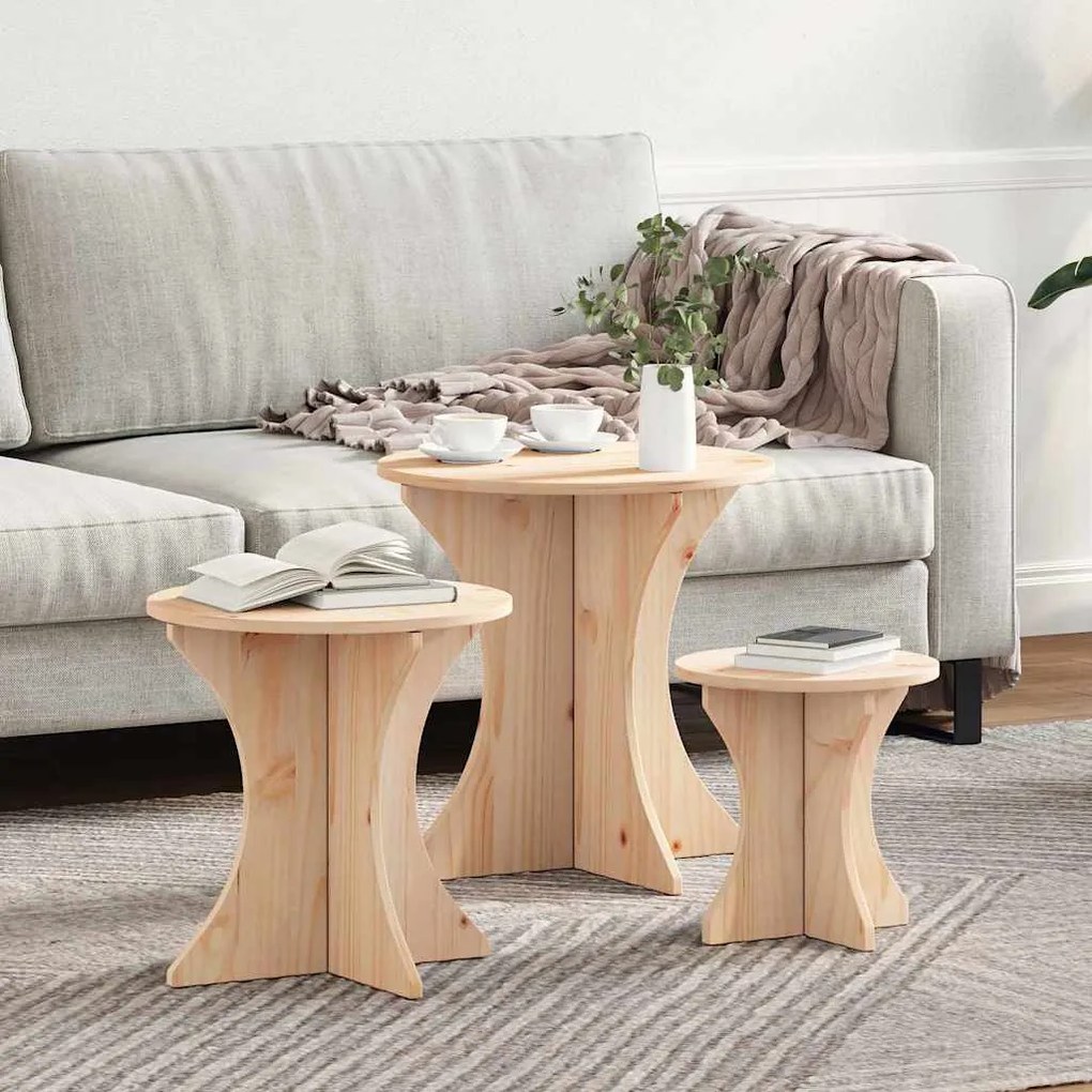 vidaXL Mesa de centro 3 pcs Natural 46 x 46 x 47 cm