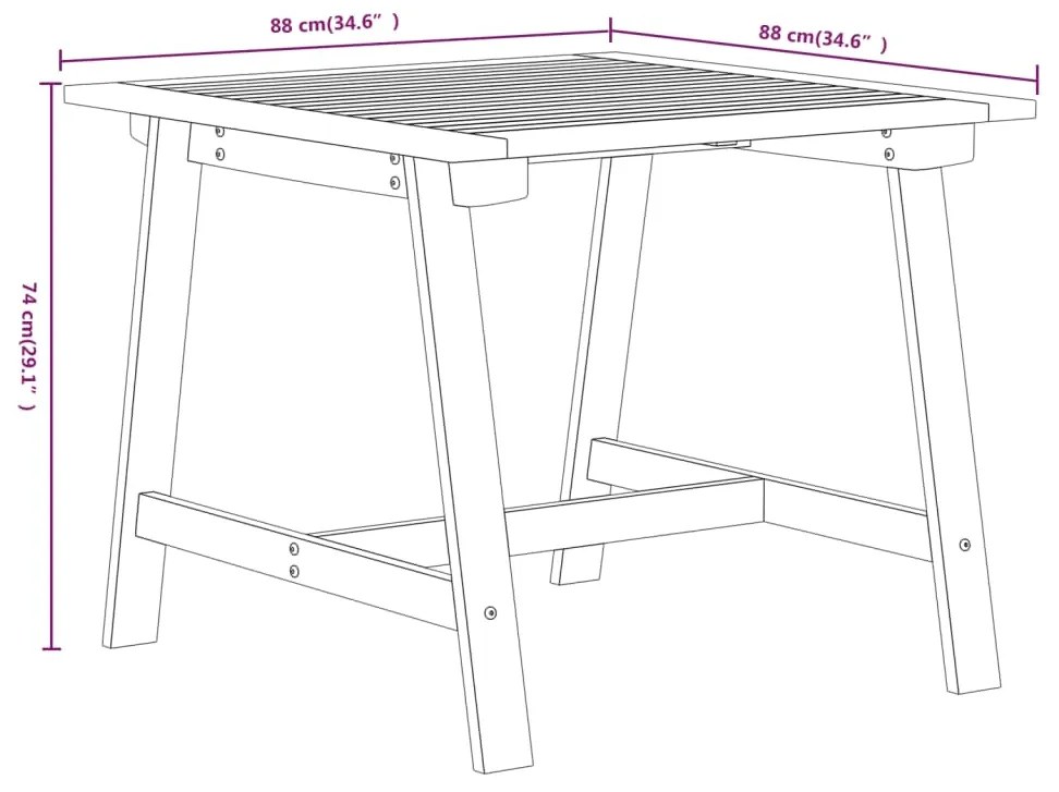 3 pcs conjunto de jantar para jardim madeira de acácia maciça