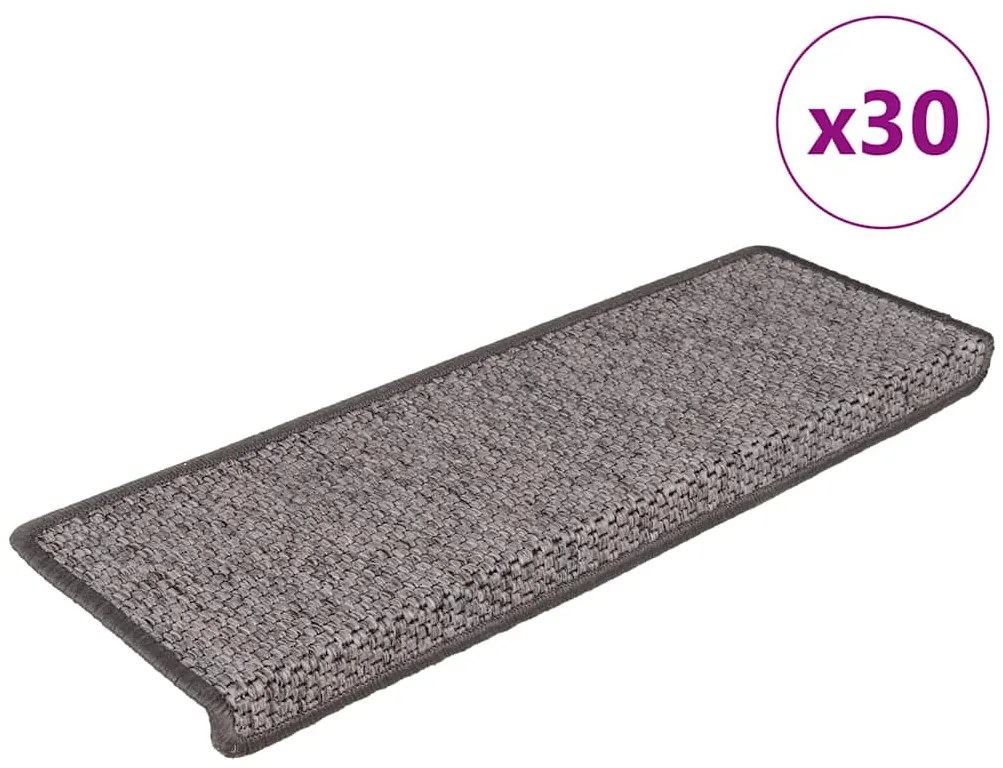 Tapetes escada adesivos aspeto sisal 30pcs 65x21x4 cinza e bege
