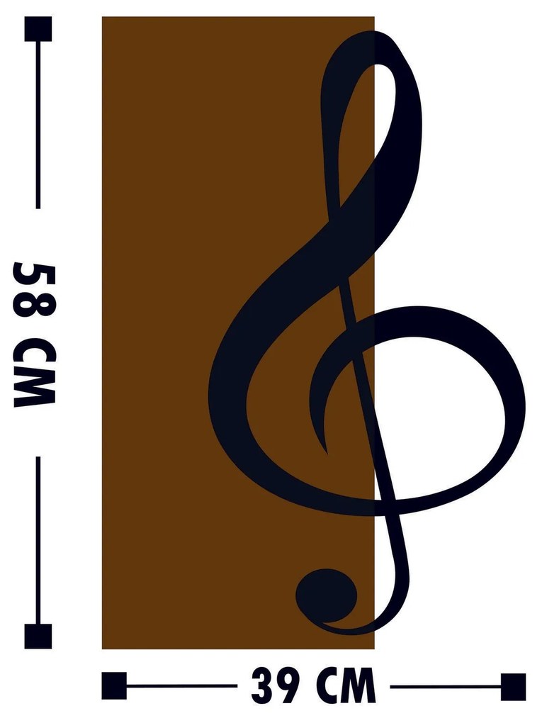 Acessório Decorativo de Parede em Madeira Clave de Sol – Nogueira/Pret