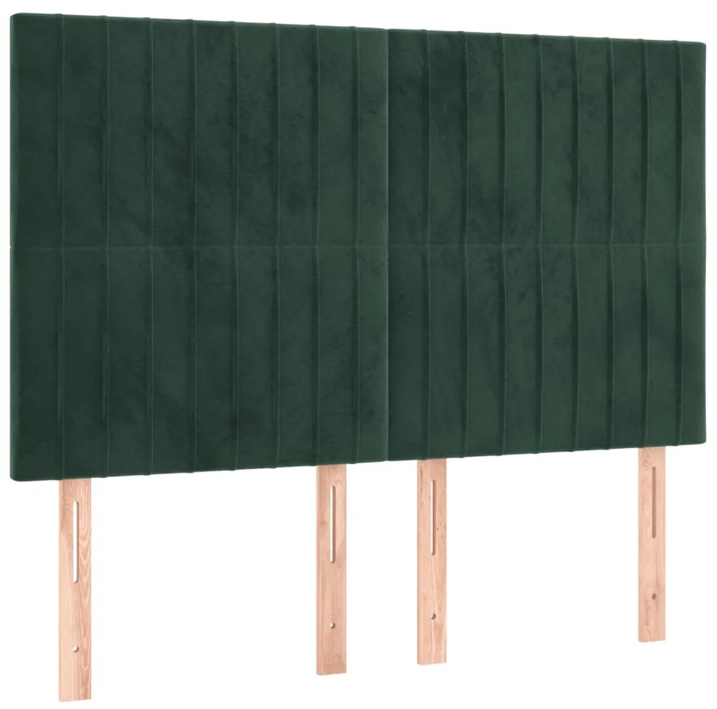 Estrutura de cama c/ cabeceira 140x190 cm veludo verde-escuro