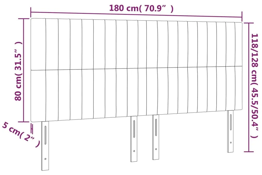 Cabeceira de cama 4 pcs tecido 90x5x78/88 cm castanho-escuro