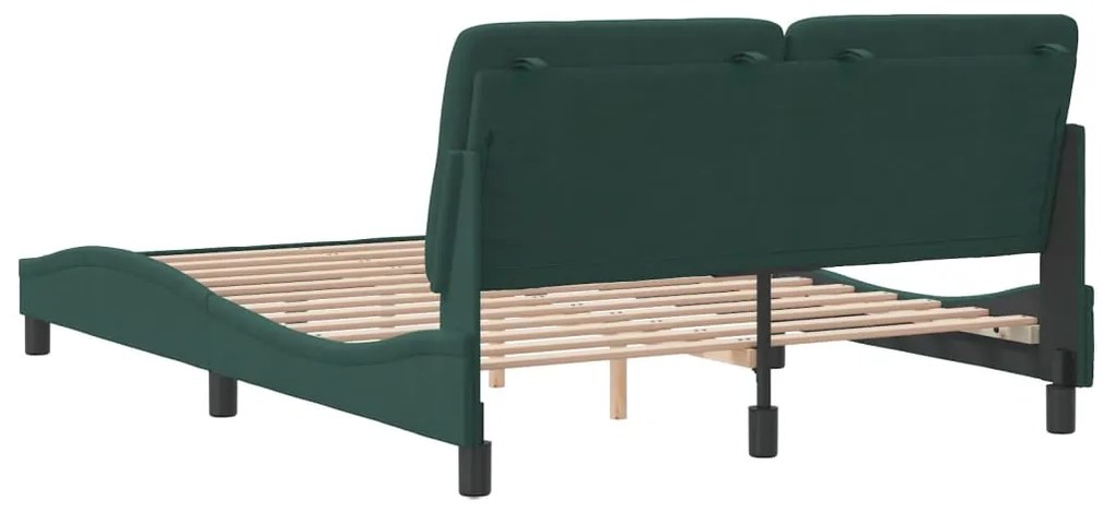 Estrutura de cama sem colchão 140x200 cm veludo verde-escuro