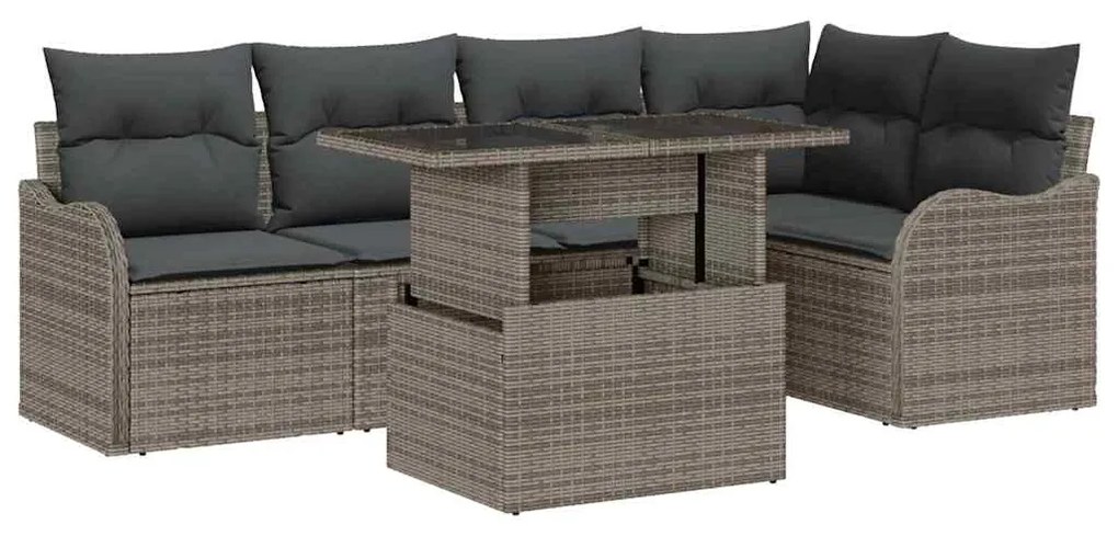 Conjunto de Sofá de Jardim vidaXL 6 Peças com Almofadas Cinzento Ratta