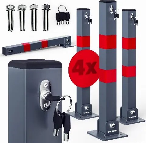 Conjunto de 4 postes de estacionamento dobráveis 5 x 5 x 65 cm Cinzentos