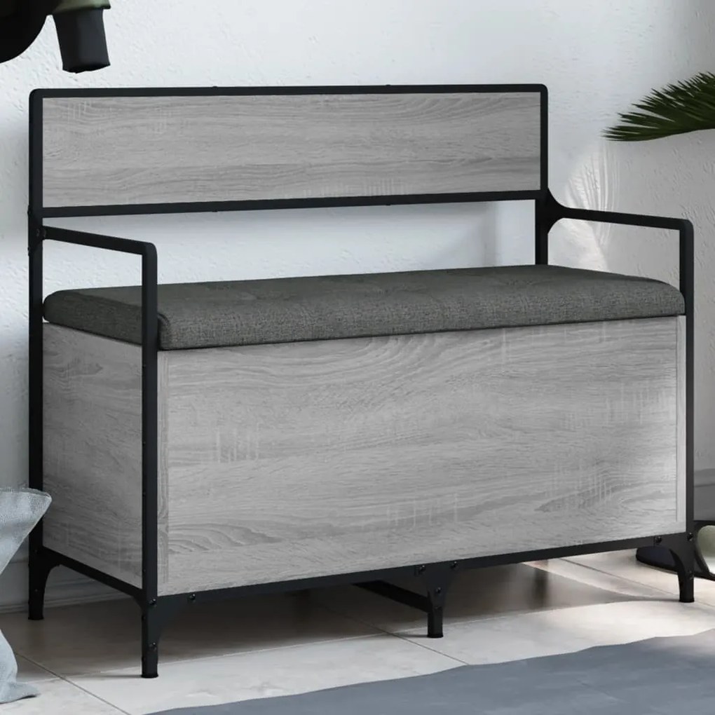 vidaXL Banco arrumação 85,5x42x73,5 cm deriv. madeira cinzento sonoma