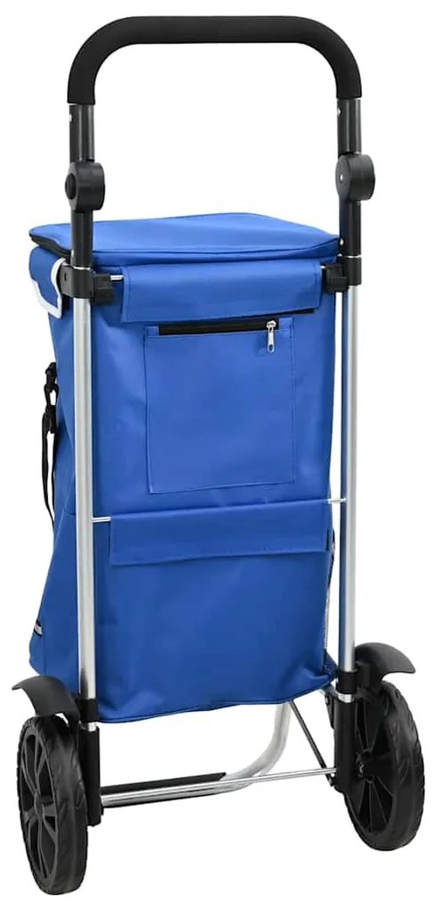 Carrinho de Compras vidaXL com Rodas e Cabo Ajustável Azul 40 L