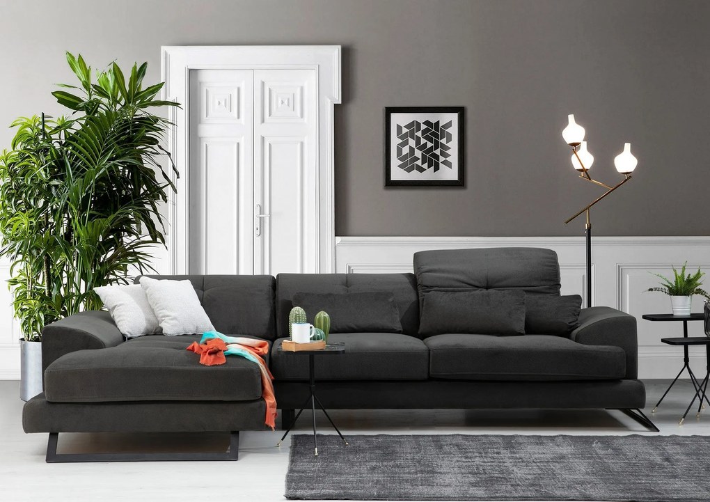 Sofá de Canto Frido – Antracite – 304 cm x 190 cm
