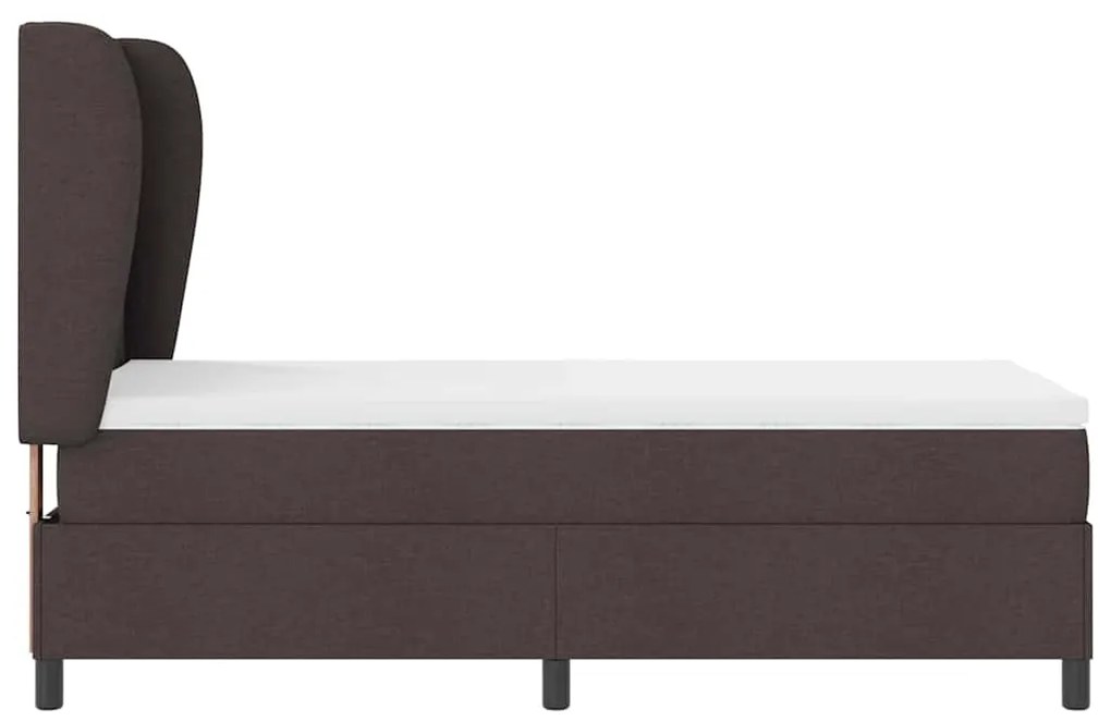 Cama Box com cabeceira Castanho escuro 100 x 200 cm Tecido