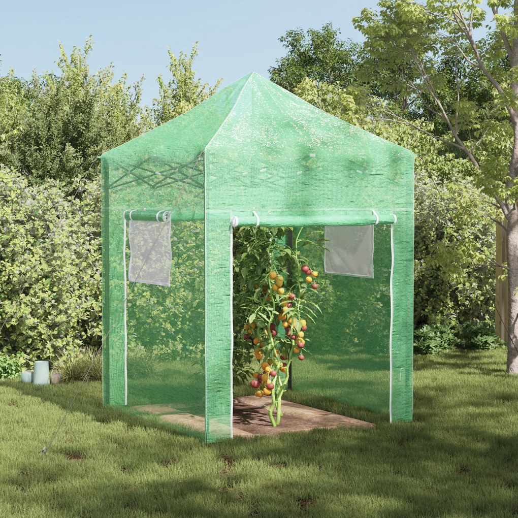 vidaXL Estufa com telhado Manual Verde 200 x 200 x 300 cm Aço
