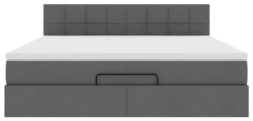 Cama Otomana com colchão &amp; LEDs 180x200cm tecido cinza-escuro
