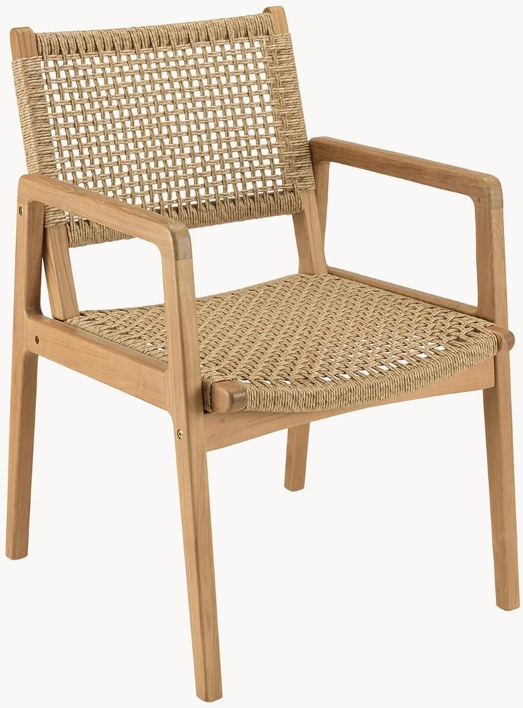 Cadeiras de jantar de jardim em madeira de teca Valeria, conjunto de 2