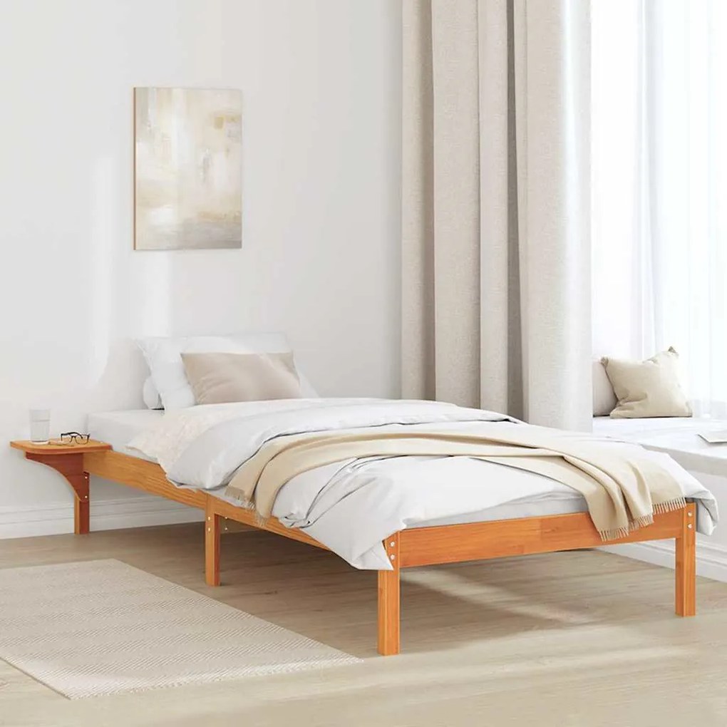 vidaXL Estrutura de cama com mesas de cabeceira Castanho Castanho-mel