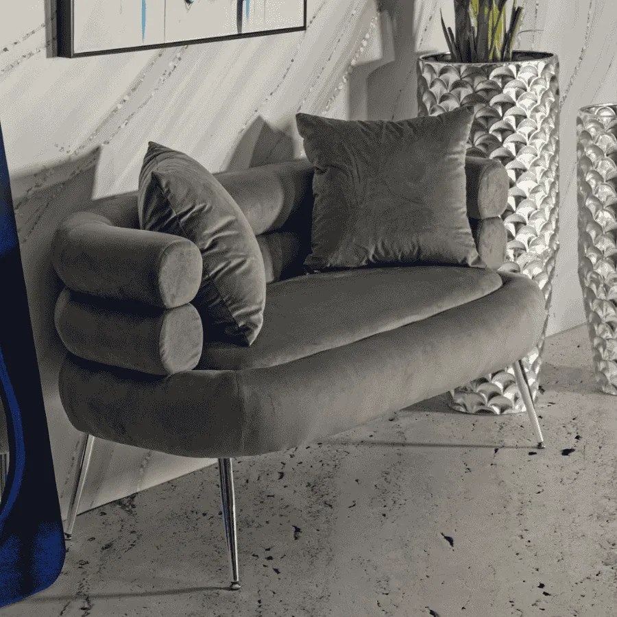 SOFÁ SILVERY PLUS COM ALMOFADAS CINZENTO 133X68X69 CM