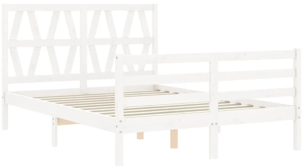 Estrutura de cama de casal c/ cabeceira madeira maciça branco