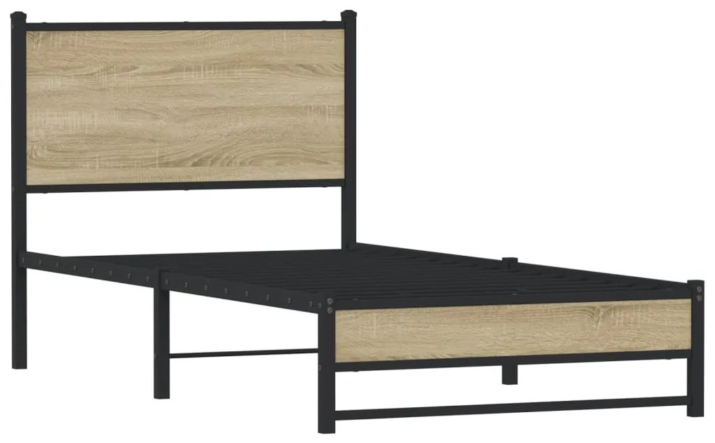 Estrutura de cama sem colchão 90x190 cm metal carvalho sonoma