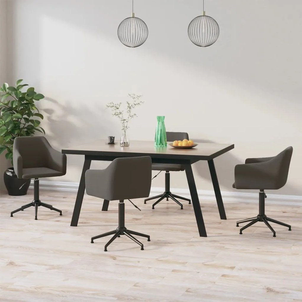 vidaXL Cadeiras de jantar giratórias 4 pcs veludo cinzento-escuro