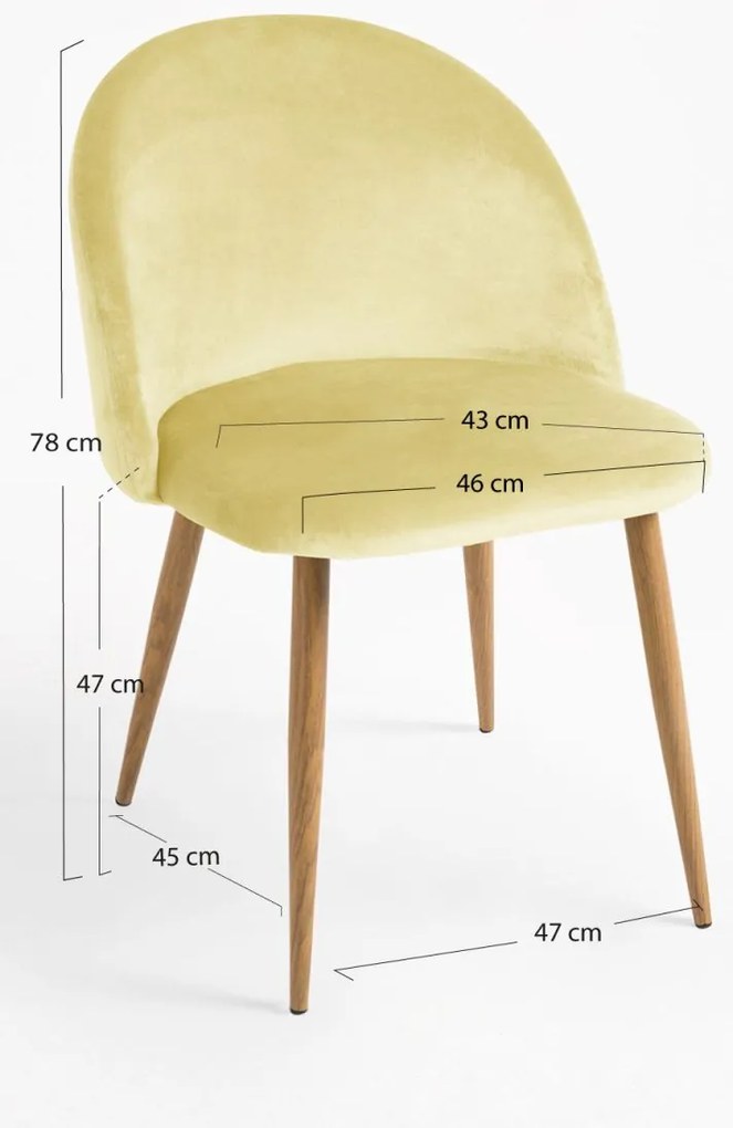 Pack 4 Cadeiras Vint Veludo - Amarelo dourado