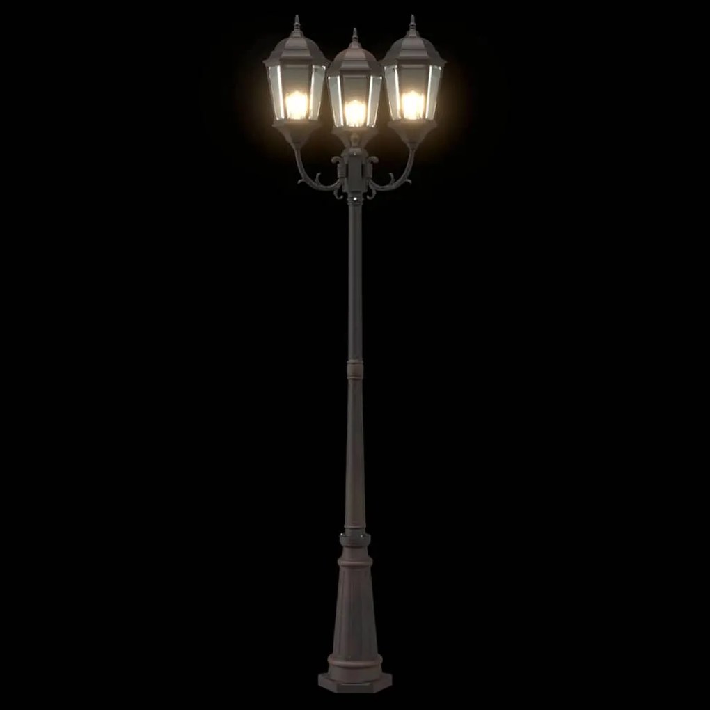 Poste de Luz de Jardim 3-Lamp E27 Bronze 235 cm Alumínio