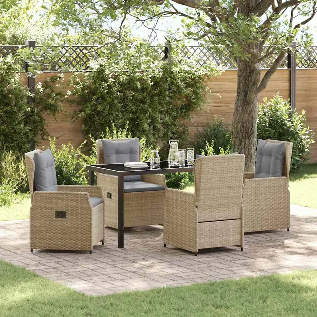 vidaXL Conjunto de Jantar de Jardim 5 Peças Bege em Rattan Sintético