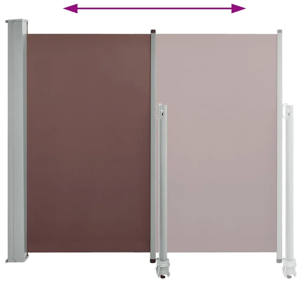 Toldo lateral retrátil para pátio 120x300 cm castanho