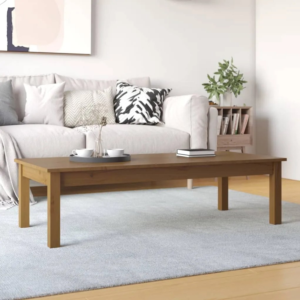 vidaXL Mesa de centro 110x50x30 cm pinho maciço castanho mel