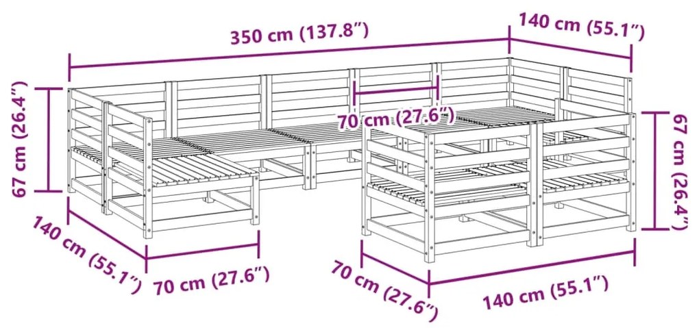 9 pcs conjunto sofás de jardim madeira de pinho maciço