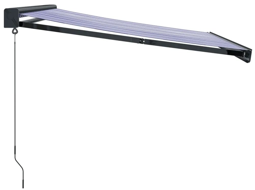 Toldo retrátil 3,5x2,5 m tecido e alumínio azul e branco