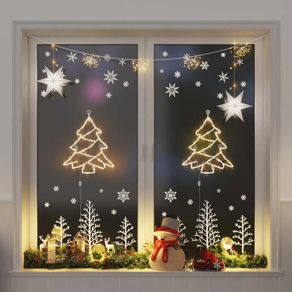 Luzes de Natal silhueta da árvore 2 pcs 50 LEDs branco quente