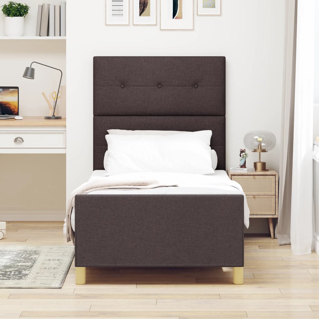 Cama vidaXL Marrom Escuro 90x200 cm em Tecido