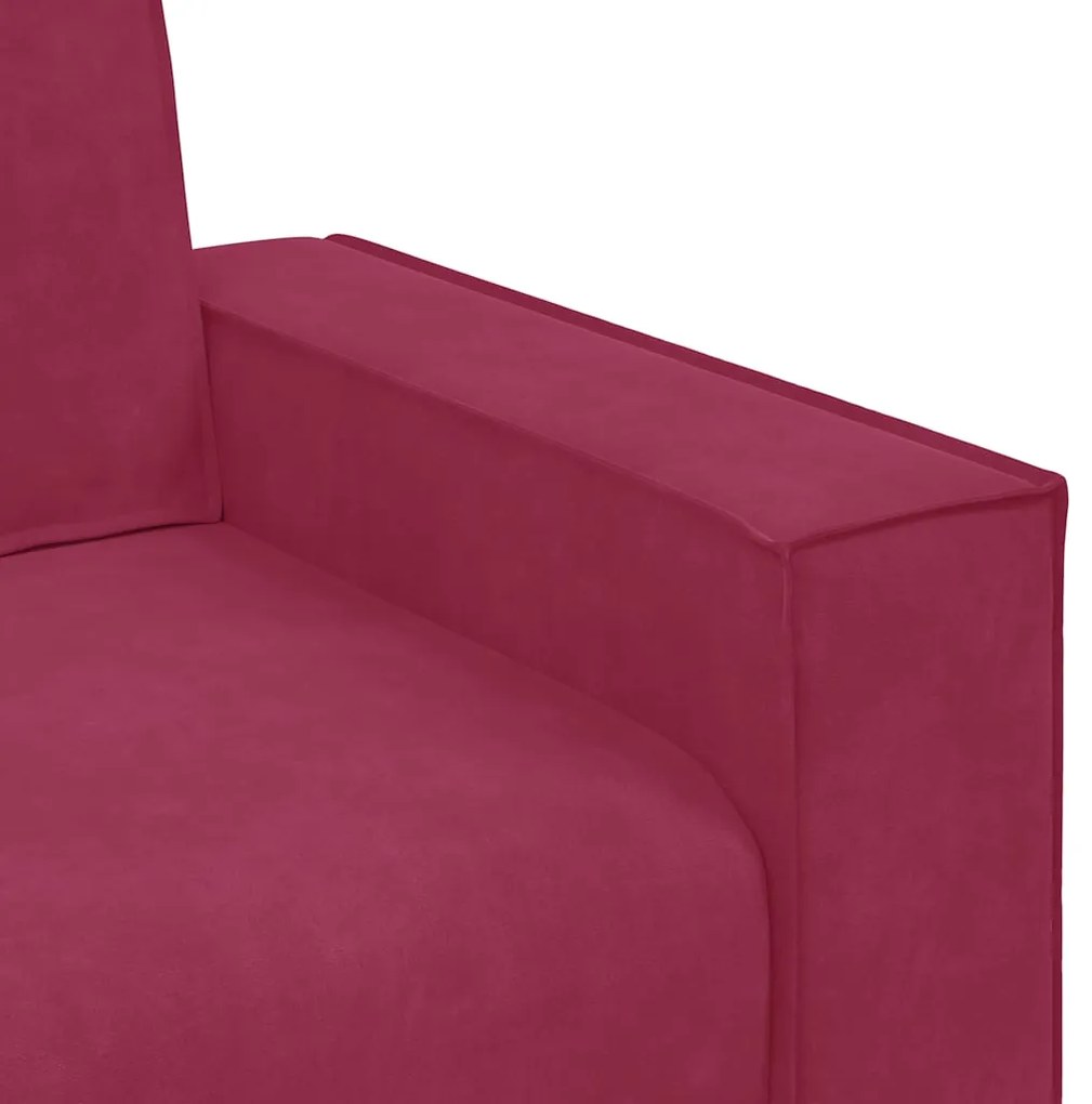 Sofá de 3 lugares veludo 180 cm vermelho tinto