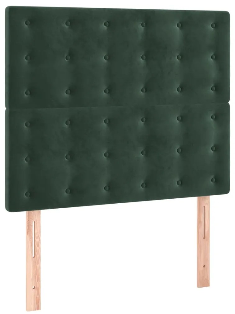 Cama com molas/colchão 100x200 cm veludo verde-escuro