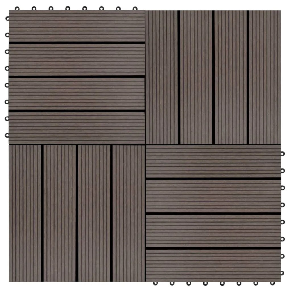 277802 vidaXL Ladrilhos de pavimento 22 pcs WPC 2m² 30x30 cm castanho-escuro
