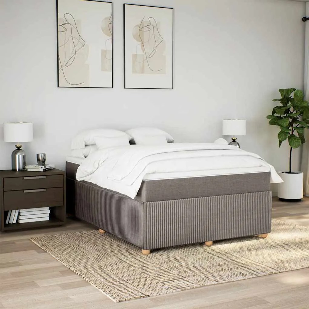 Cama com molas/colchão 140x200 cm tecido castanho-acinzentado