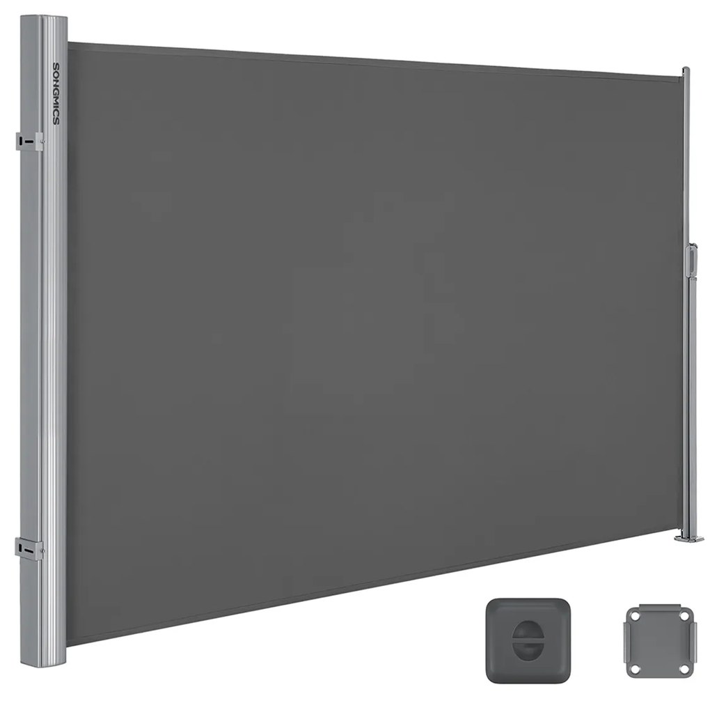 SONGMICS 180 x 300 cm Toldo lateral para varanda e terraço, Certificado de TÜV SÜD GS, Proteção de intimidação, Proteção solar, Persiana lateral, Gris antracita, GSA180G