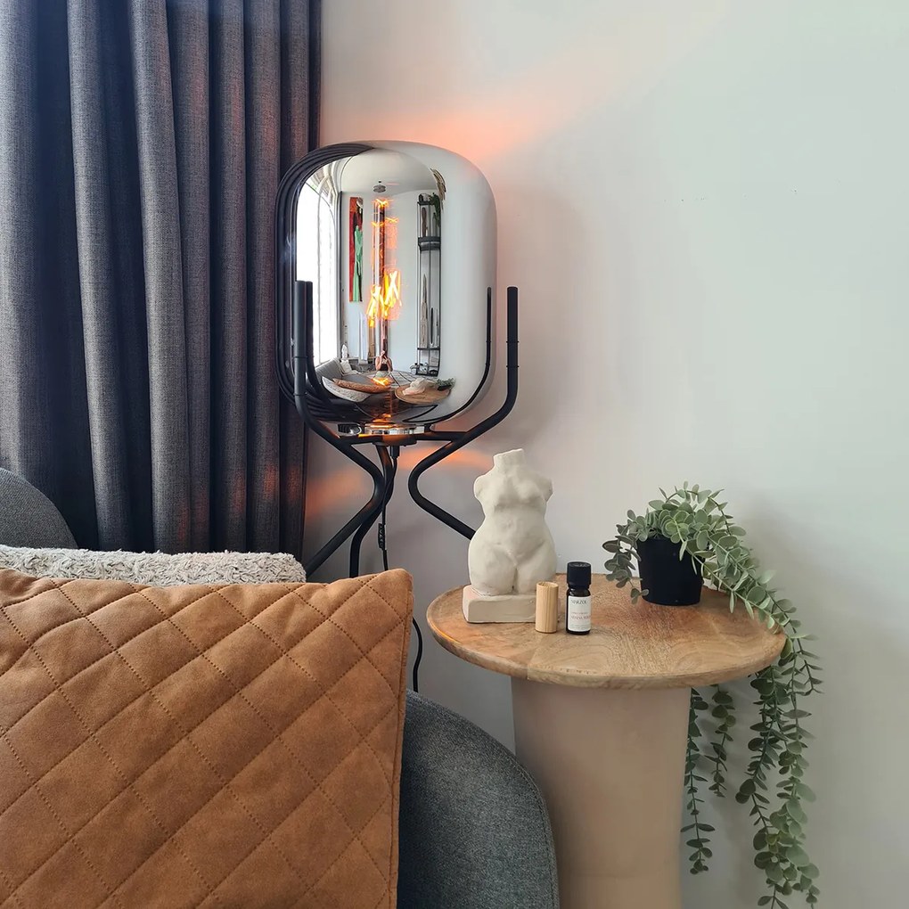 Candeeiro de pé inteligente preto com Wi-Fi A60 vidro fumê - Bliss