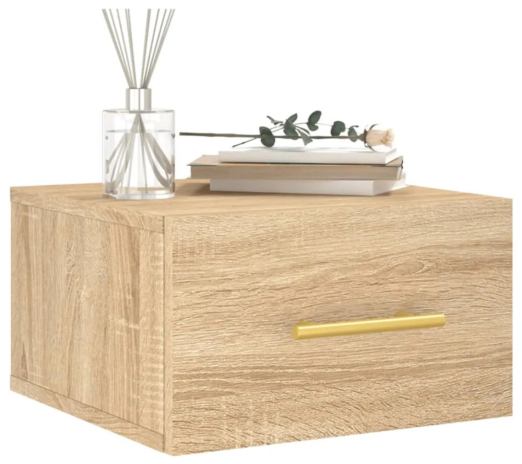 Mesa de cabeceira montagem na parede 35x35x20 cm cor sonoma
