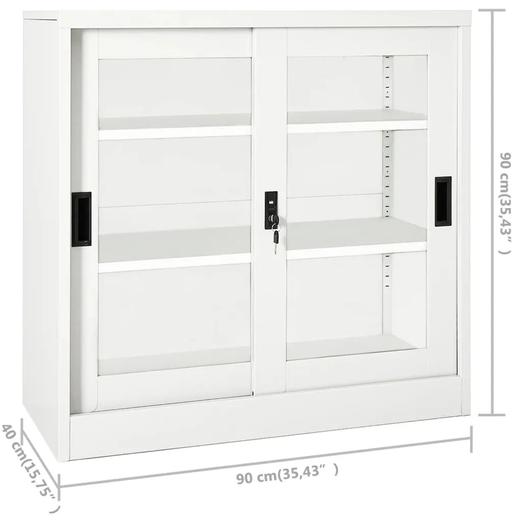 Armário com porta deslizante aço 90x40x90 cm branco