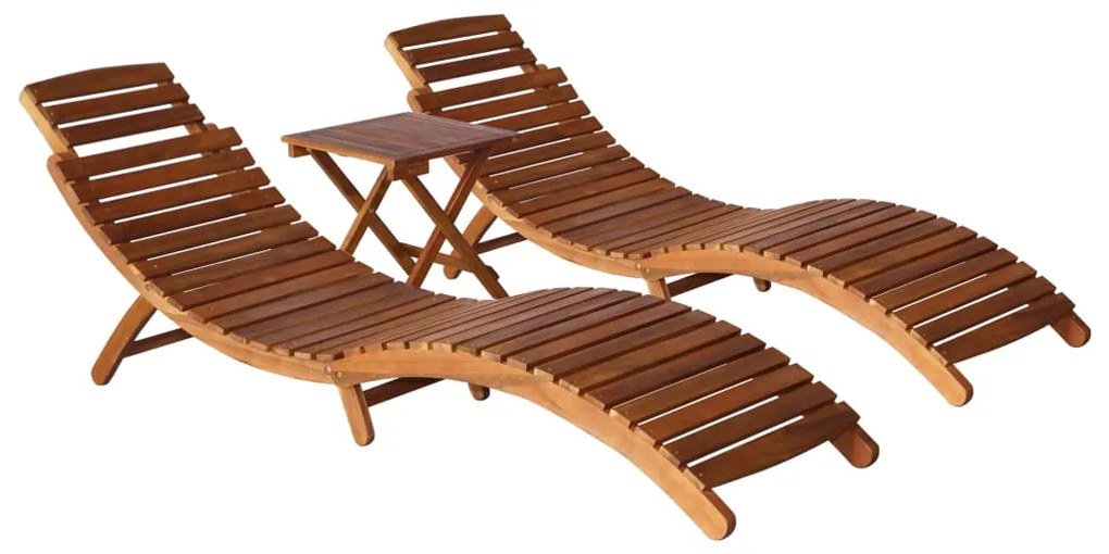 vidaXL Conjunto lounge exterior 3 pcs madeira acácia maciça castanho