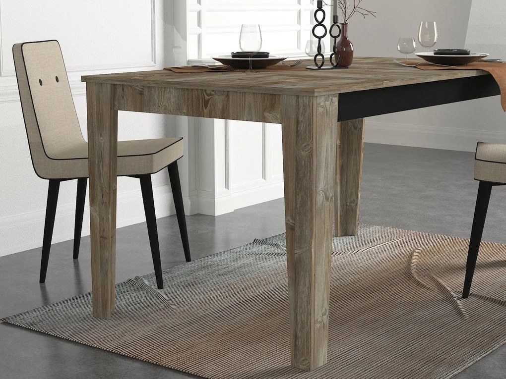 Mesa de Jantar "Costa" – 145x85x76.2 cm – Bege e Madeira – Design Rúst