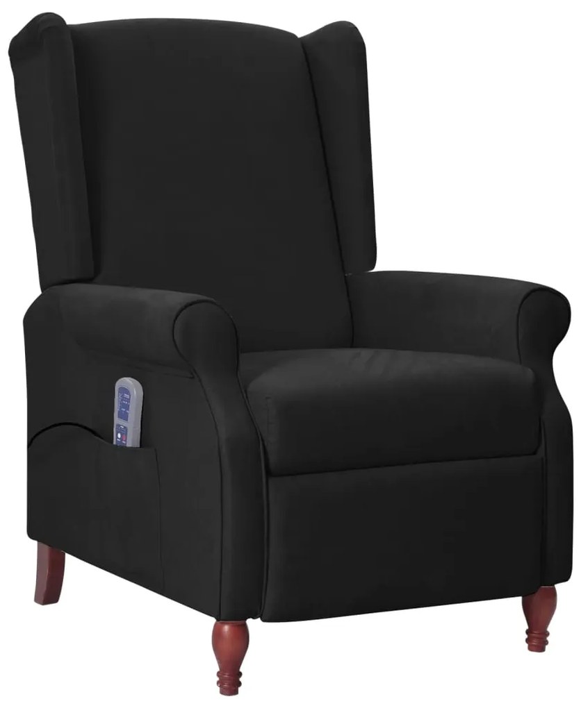 vidaXL Poltrona de massagens reclinável tecido preto