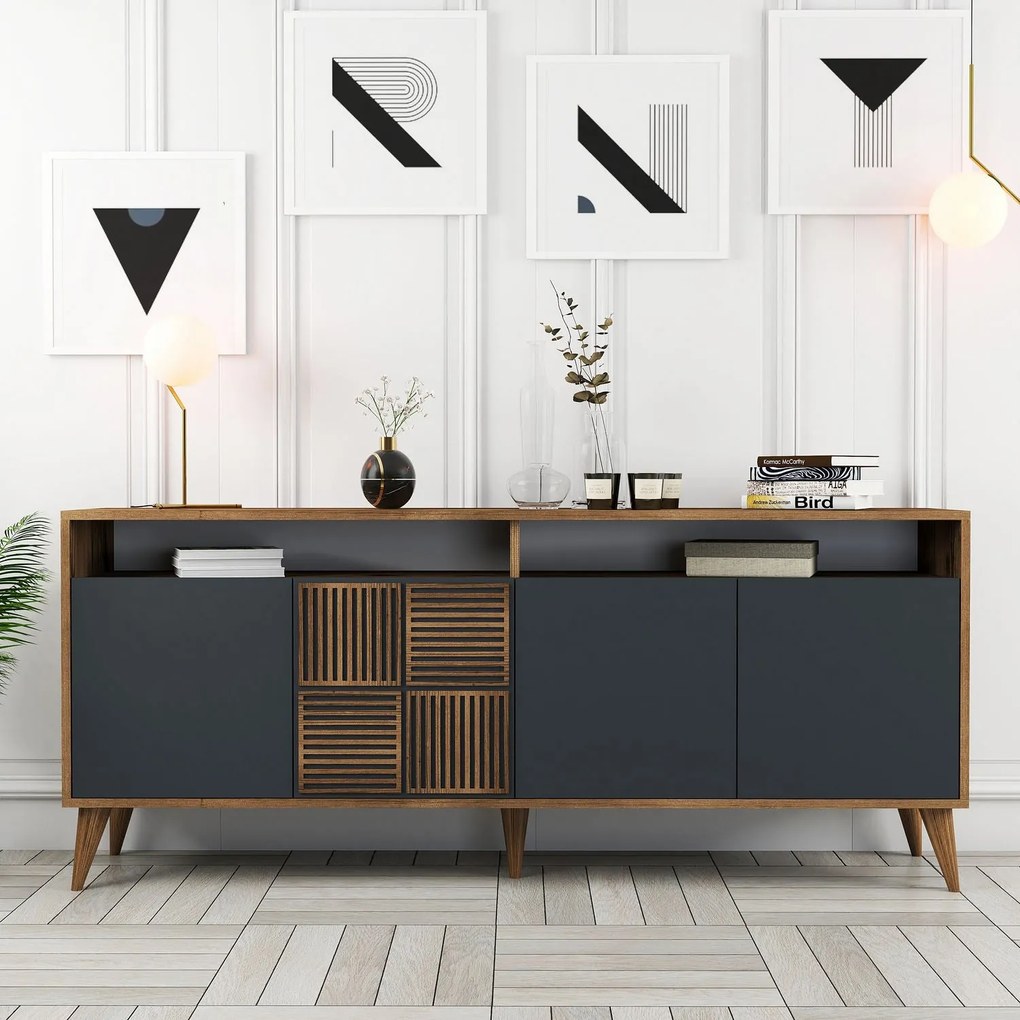 Console Milan – Walnut Anthracite – 180 cm x 78 cm x 35 cm