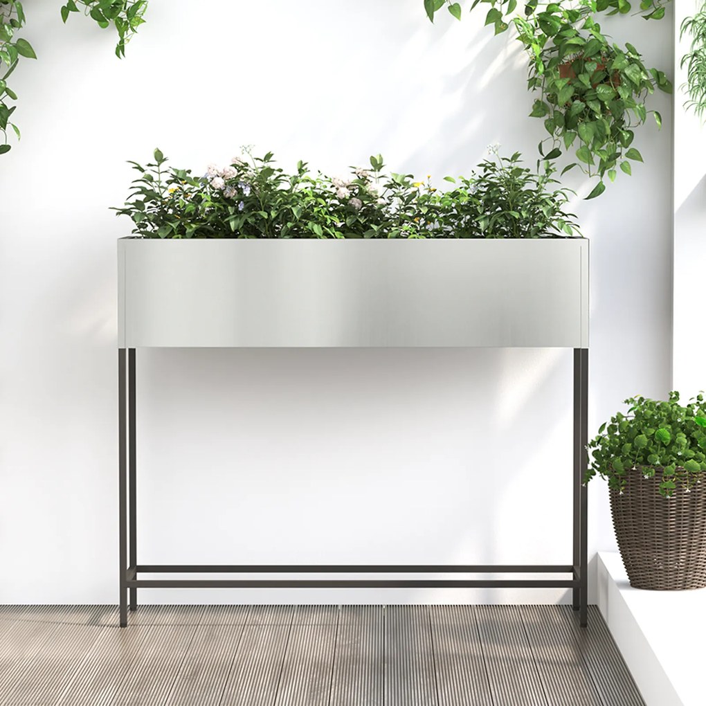Jardineira Elevada vidaXL 100x26x82 cm Aço Galvanizado
