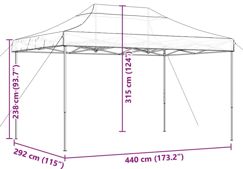 Tenda para festas pop-up dobrável 440x292x315 cm verde