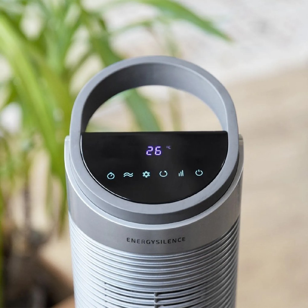 Climatizador EnergySilence 2000 Cool Tower Smart 60 W, Depósito Extraíble de 2 L, 3 Velocidades, 3 Modos con Oscilação, Temporizador, Controlo Táctil