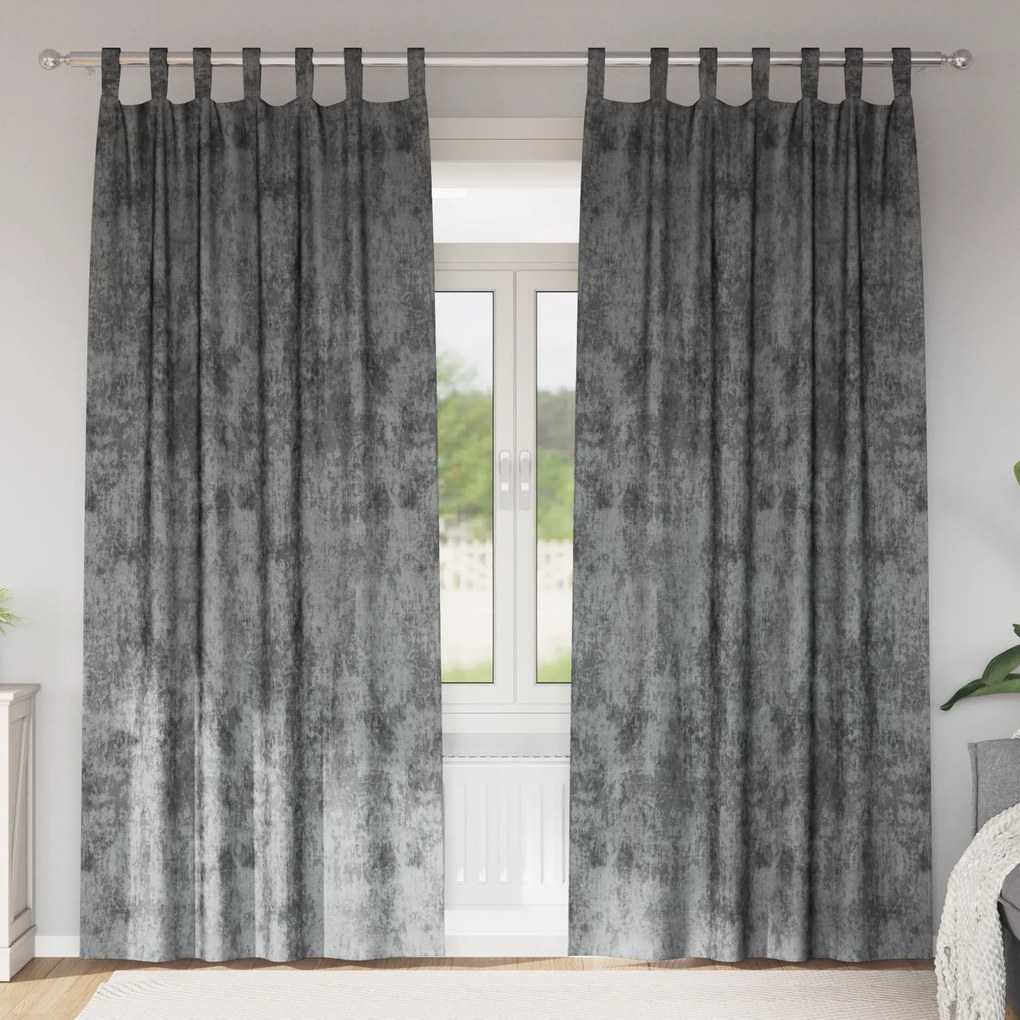 vidaXL Cortinas de Veludo 2 pcs com Abas Cinza 245x140 cm