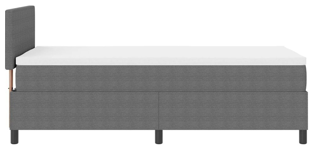 Cama Box Spring com Colchão e Luz LED Cinza 90x200 cm Tecido Cotelê