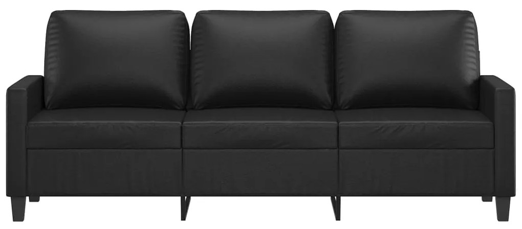 Sofá de 3 lugares 180 cm couro artificial preto