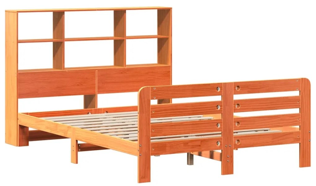 Cama sem colchão 140x190 cm pinho maciço castanho-mel